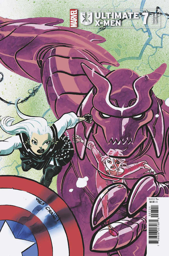 Comic book cover with female characters and a horned monster.