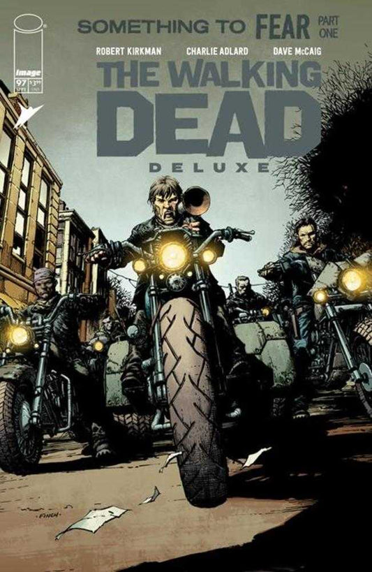 Comic book cover art depicting a group of men riding motorcycles.