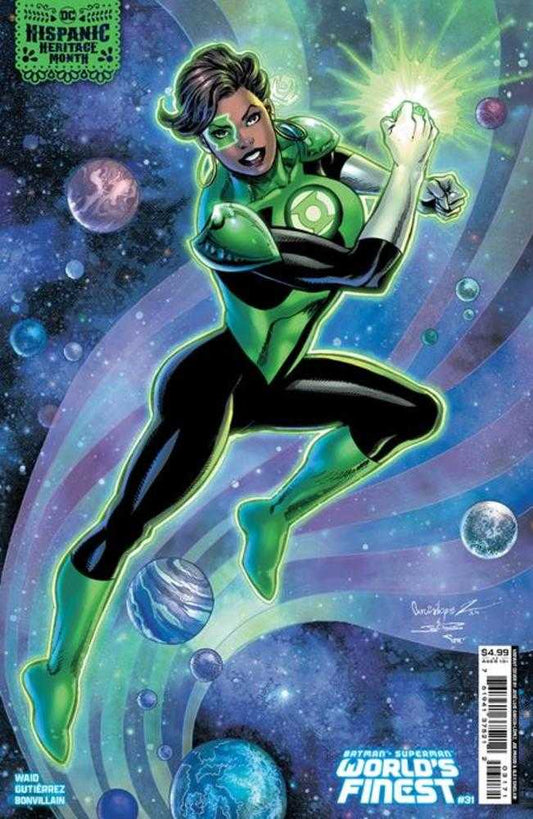 A comic book cover featuring a Hispanic woman in a Green Lantern costume.