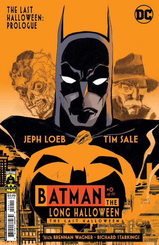 Comic book cover featuring Batman, a zombie, and a man in a hat.
