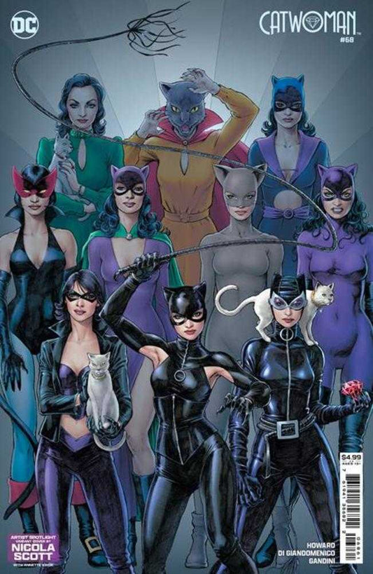 Catwoman comic book cover, featuring multiple Catwoman iterations.
