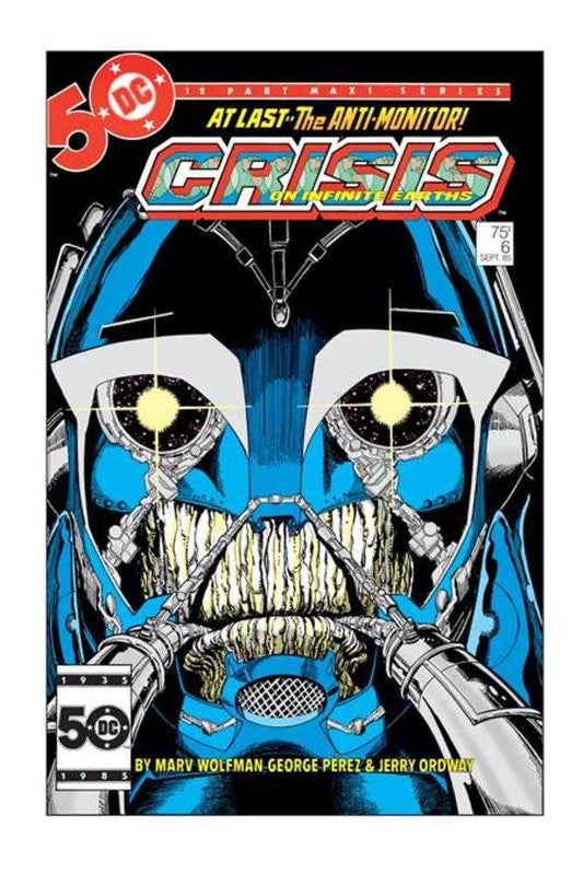 Comic book cover featuring the Anti-Monitor from Crisis on Infinite Earths.