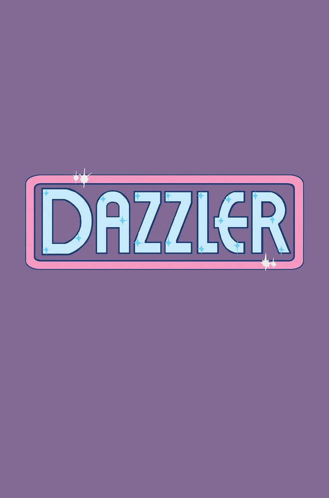 "Dazzler" text in a pink and blue rectangular frame.