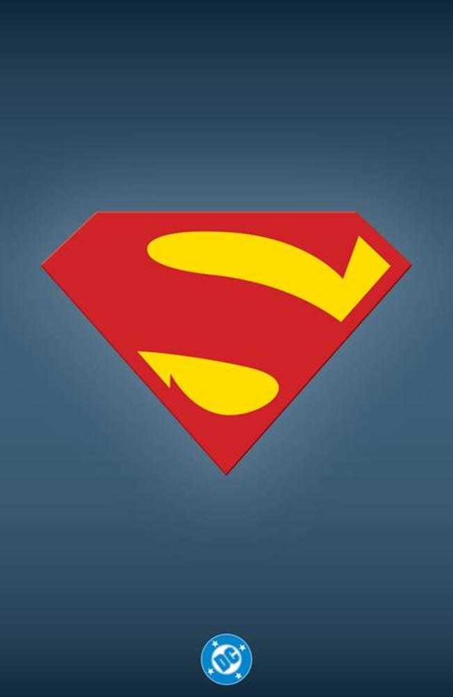 Superman emblem on a blue background.
