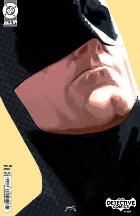 Comic book cover featuring a close-up of Batman's face.