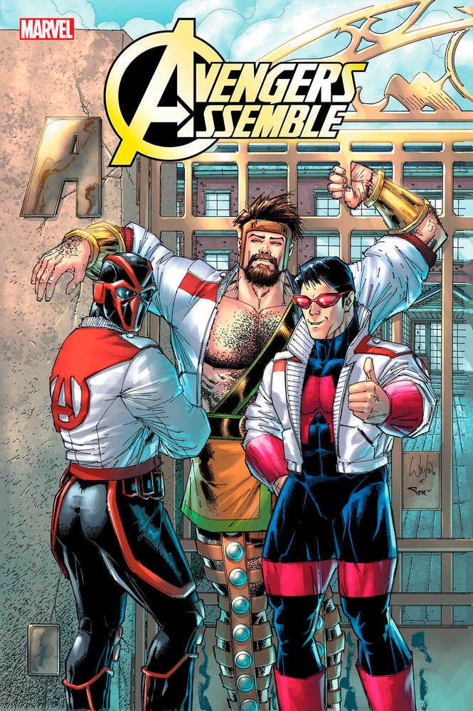 Comic book cover featuring Hercules, Speedball, and Darkhawk wearing superhero costumes, with "Avengers Assemble" logo.