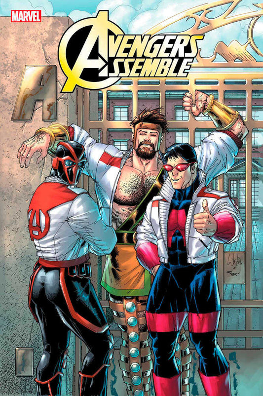 Comic book cover featuring Hercules, Speedball, and Darkhawk wearing superhero costumes, with "Avengers Assemble" logo.