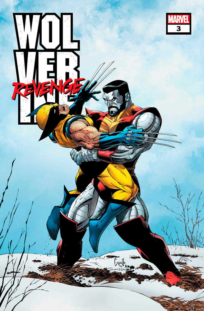 Comic book cover with Wolverine and Colossus in a snowy landscape, Wolverine’s claws extended, and the title "Wolverine Revenge" in bold letters.