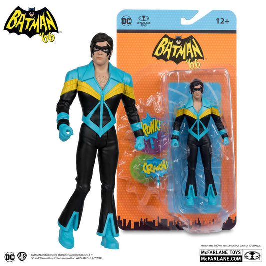 Action figures of a character wearing a blue and black suit with a yellow stripe.