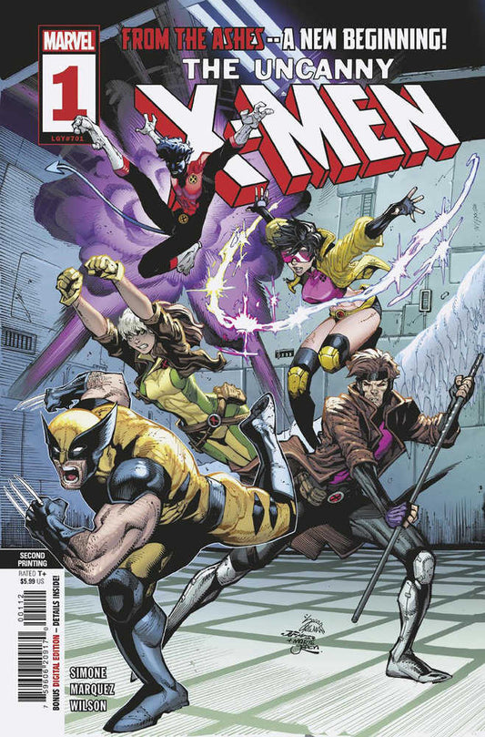 Comic book cover with Wolverine, Nightcrawler, Rogue, Jubilee, and Gambit in action poses.