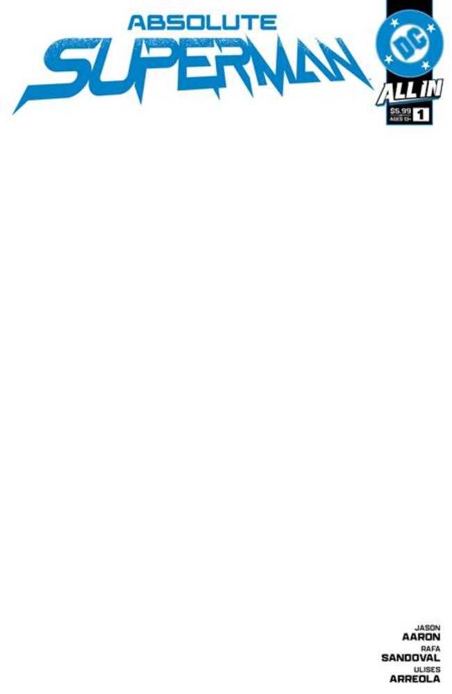 Comic book cover featuring "Absolute Superman" title in blue.