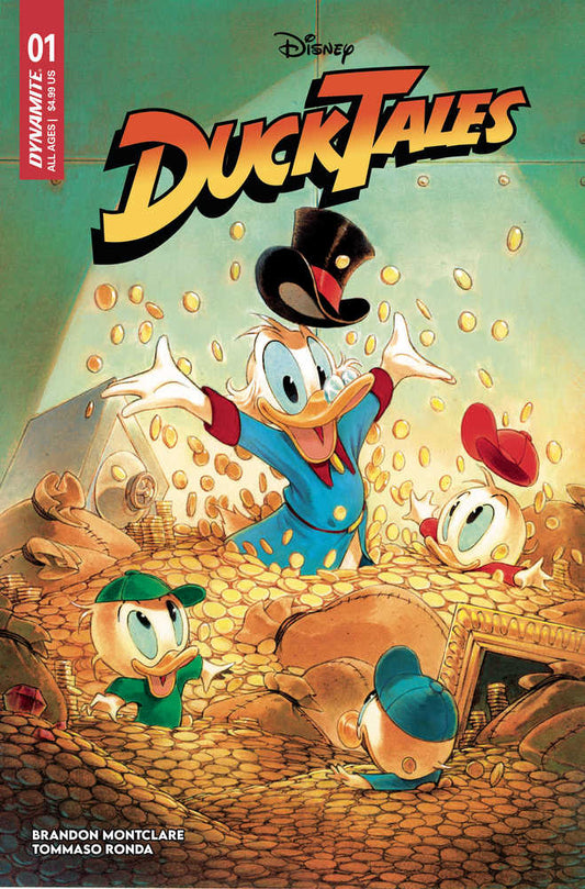 Comic book cover featuring Scrooge McDuck and the DuckTales gang in a pile of gold coins.