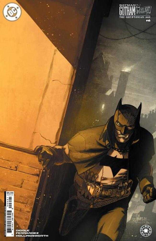 Comic book cover featuring Batman in a sepia-toned cityscape.