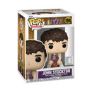 A Funko POP! box features the vinyl figure of John Stockton in his Utah Jazz jersey.