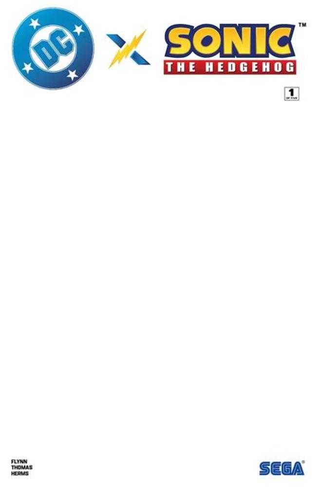 DC X Sonic The Hedgehog #1 (de 5) Portada C Variante en cartulina en blanco