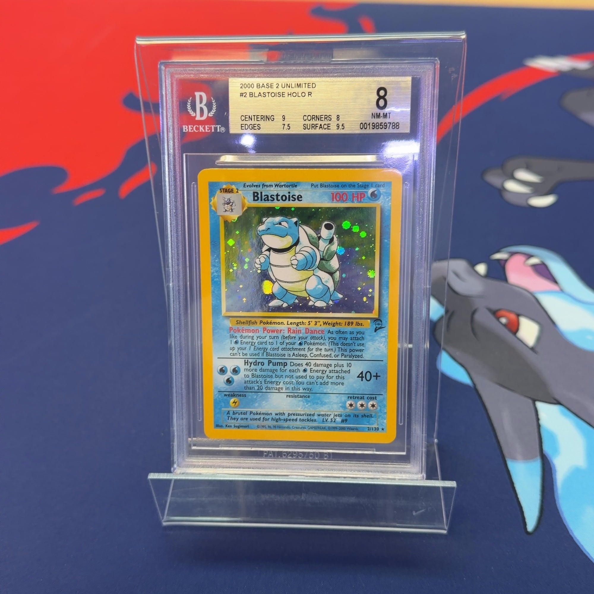 Pokemon Blastoise Base Set 2 Holo 2/130 BGS 8 NM-MT 2000