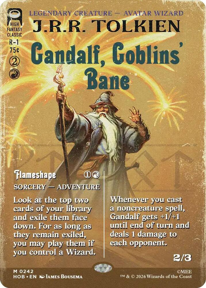 Gandalf, Goblins' Bane (Borderless) - The Hobbit #242 - Mythic - NM Non-Foil