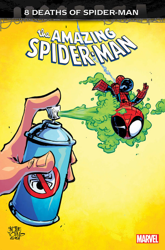 Comic book cover featuring a spray can and Spider-Man.