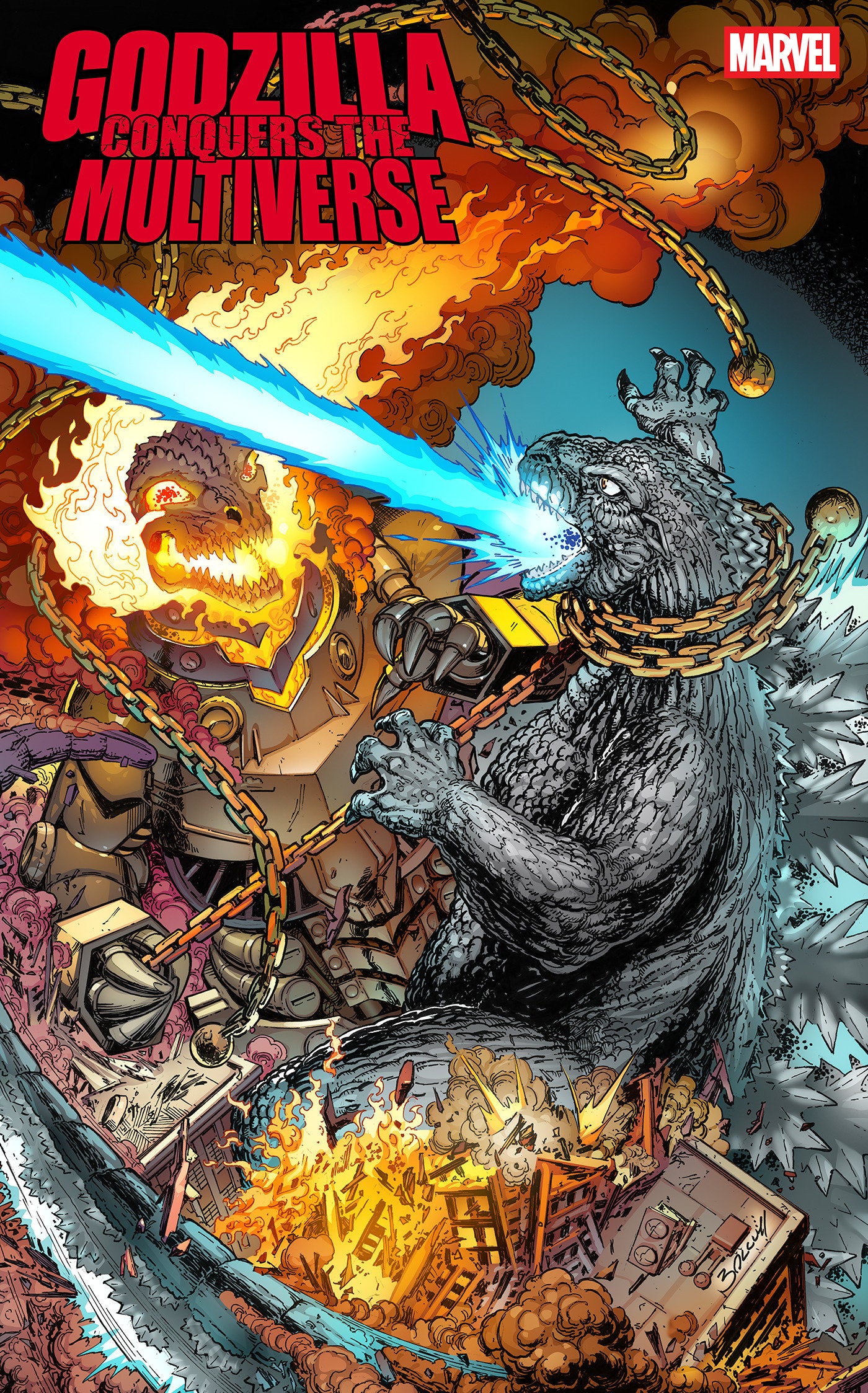 Godzilla Conquers The Multiverse #3 Mark Bagley Heisei vs. Marvel Variant