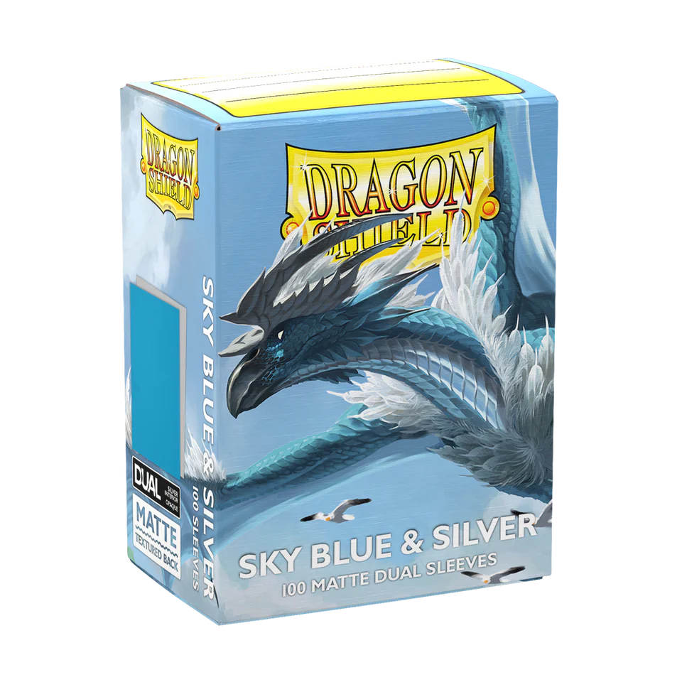Dragon Shield Sleeves - Dual Matte - Sky Blue & Silver (100ct.)