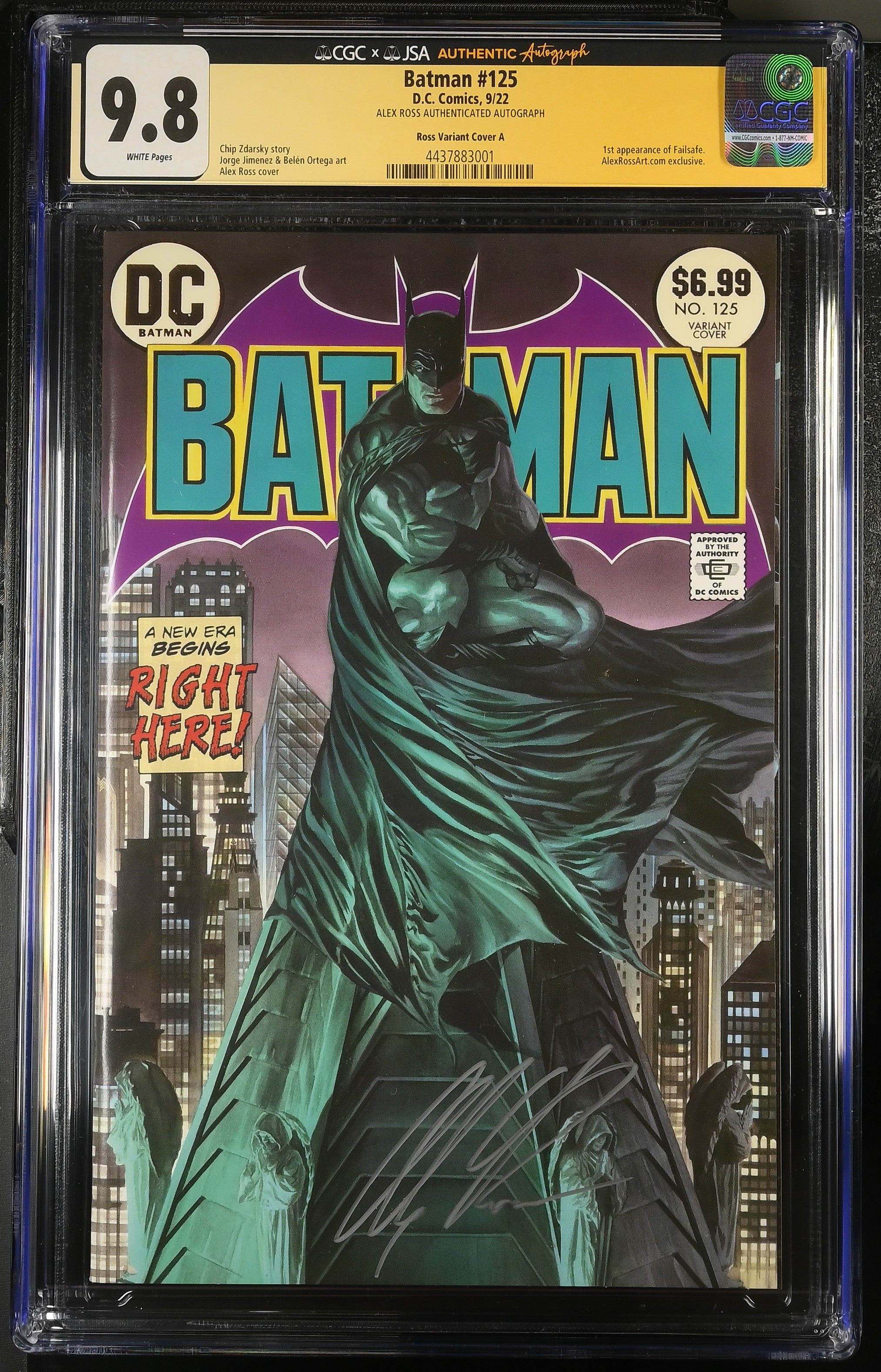 Batman #125 Portada variante de Alex Ross A CGC &amp; JSA 9.8