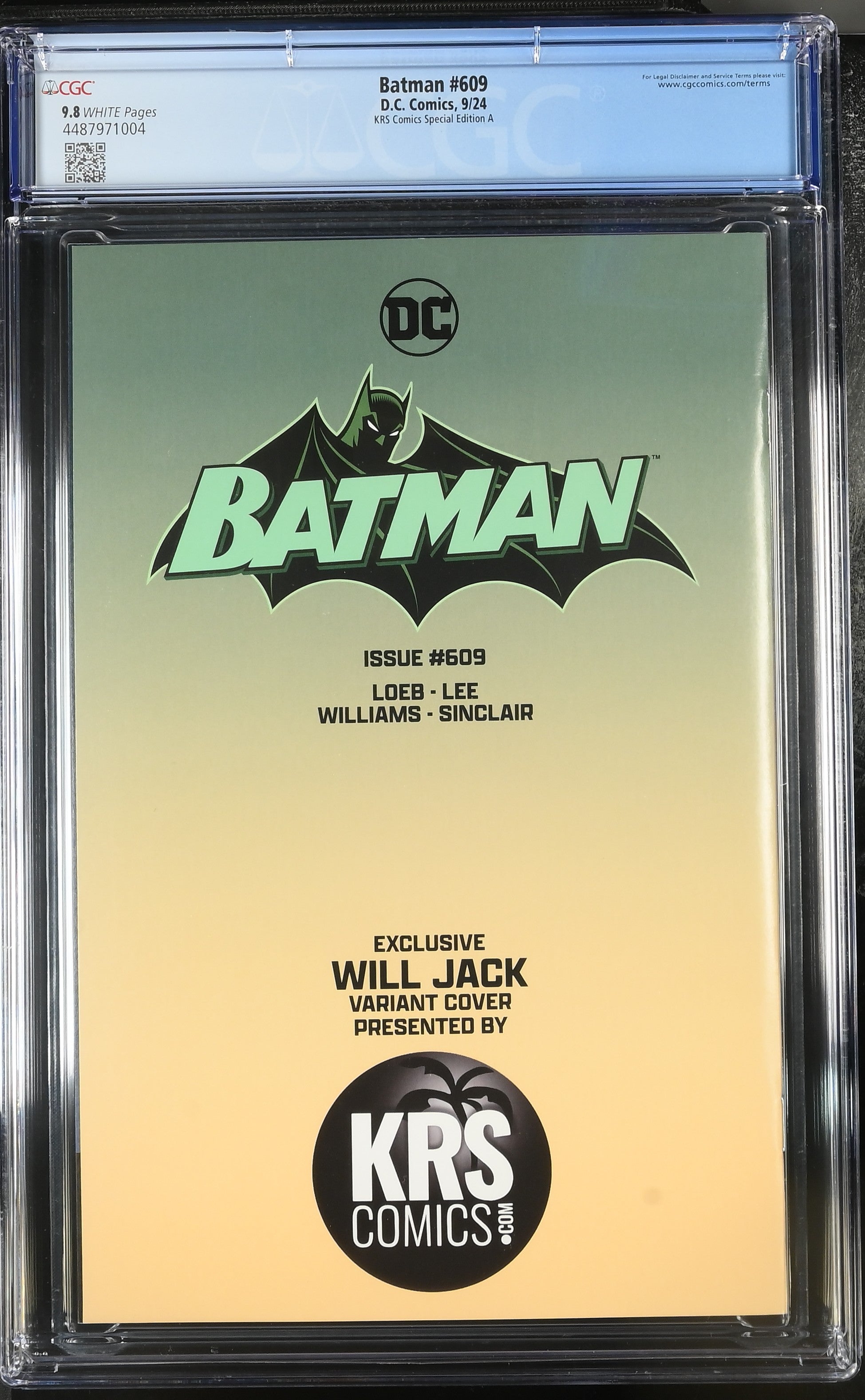 Batman #609 Facsímil CGC 9.8 KRS Edición Especial Foil Will Jack Portada A