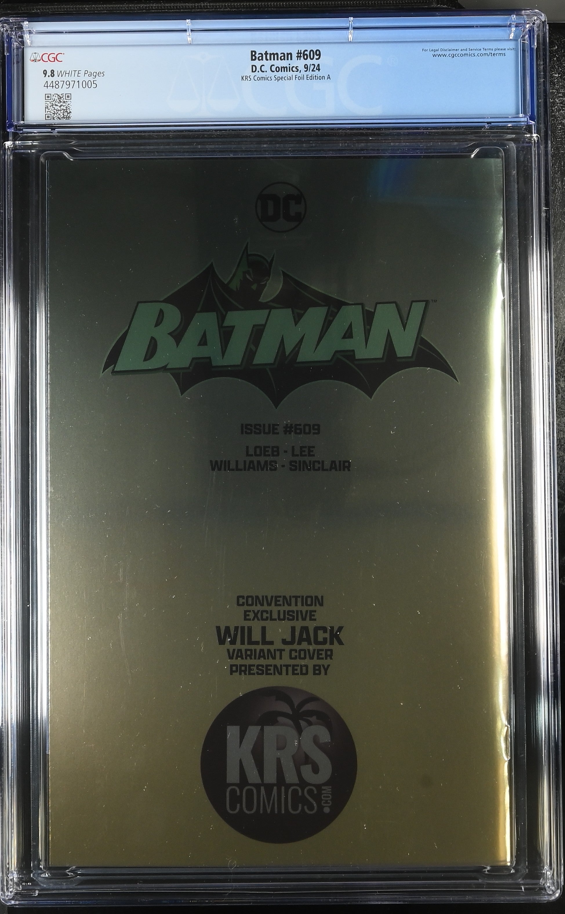Batman #609 Facsímil CGC 9.8 KRS Edición Especial Foil Will Jack