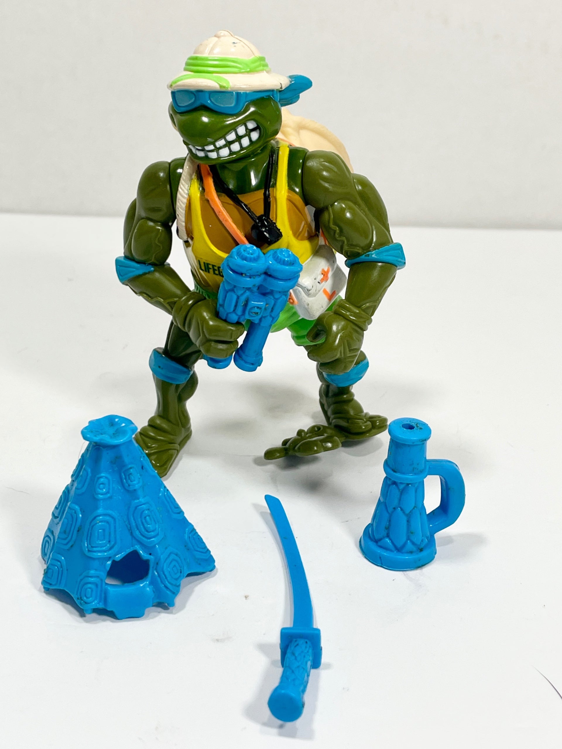 Vintage TMNT Lifeguard Leonardo Action Figure Playmates 1990s w/ Accessories