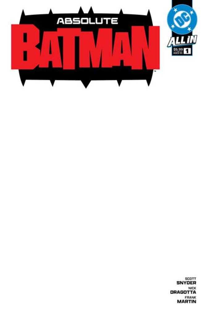 Absolute Batman 1 4th Print Cover C Blank Card Stock Variant - Cadets Toys & Comics