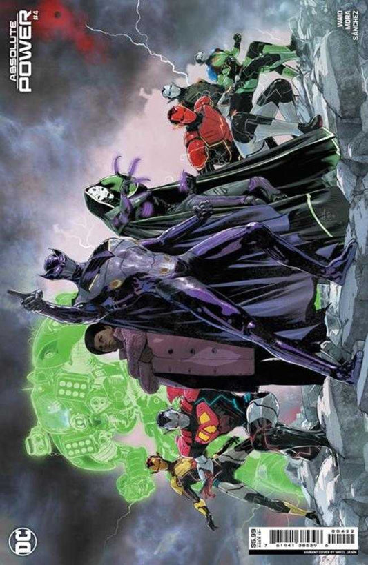 DC Comics "Absolute Power" #4 comic book cover featuring superhero characters in various poses and costumes.