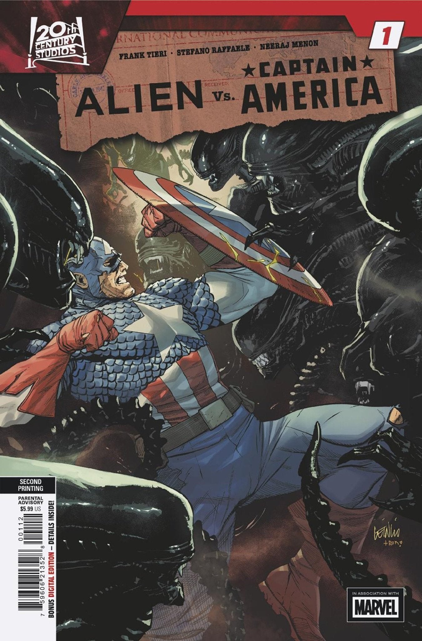 Alien vs. Captain America 1 Leinil Francis Yu 2 Nd Printing Variant - Cadets Toys & Comics