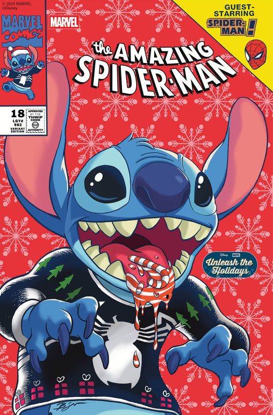 Amazing Spider - Man 18 Ben Su Disney Stitch Unleash The Holidays Variant - Cadets Toys & Comics