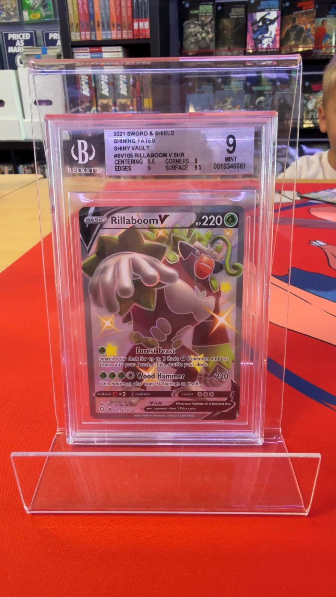 Rillaboom V SHR Pokemon Shining Fates SV105/SV122 BGS 9 Shiny Vault