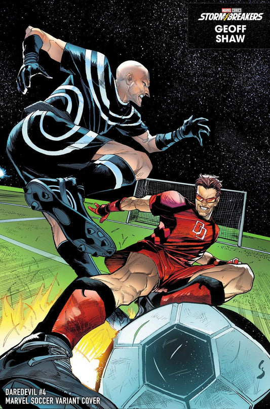 Daredevil 4 Geoff Shaw Marvel Soccer Variant - Cadets Toys & Comics