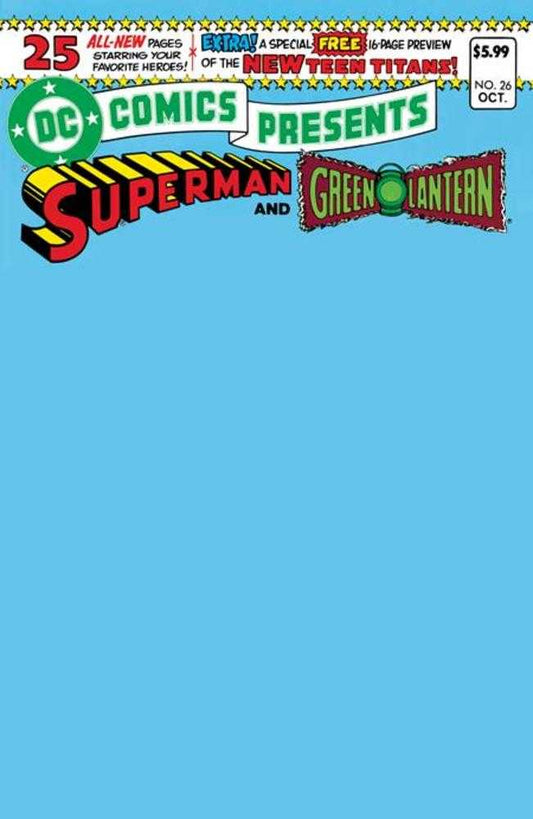 DC Comics Presents 26 Facsimile Edition Cover C Blue Blank Variant - Cadets Toys & Comics