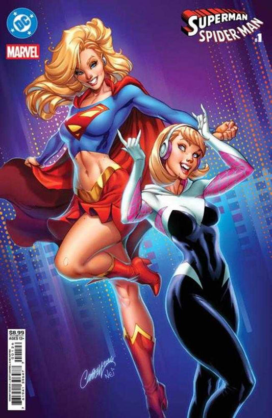 DC Marvel Superman Spider - Man 1 (One Shot) Cover N J Scott Campbell Supergirl & Spider Gwen Card Stock Variant - Cadets Toys & Comics