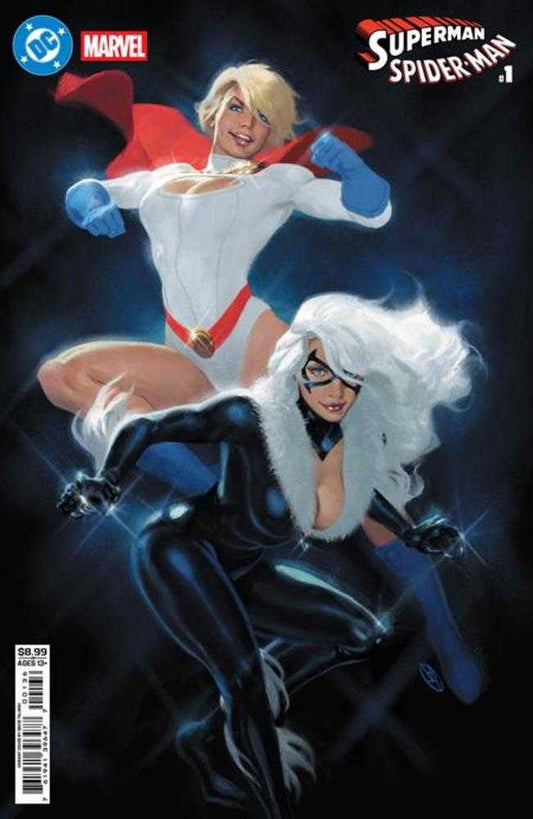 DC Marvel Superman Spider - Man 1 (One Shot) Cover V David Talaski Power Girl & Black Cat Card Stock Variant - Cadets Toys & Comics