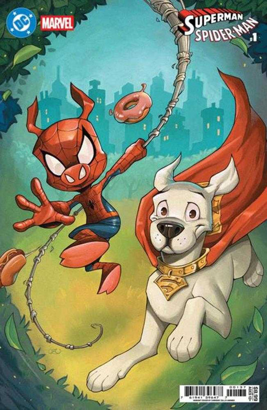 DC Marvel Superman Spider - Man 1 (One Shot) Cover W Chrissie Zullo Krypto & Spider Ham Card Stock Variant - Cadets Toys & Comics