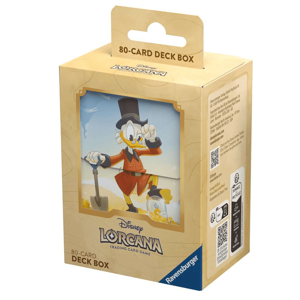 A box for a Disney Lorcana 80-card deck featuring Scrooge McDuck.