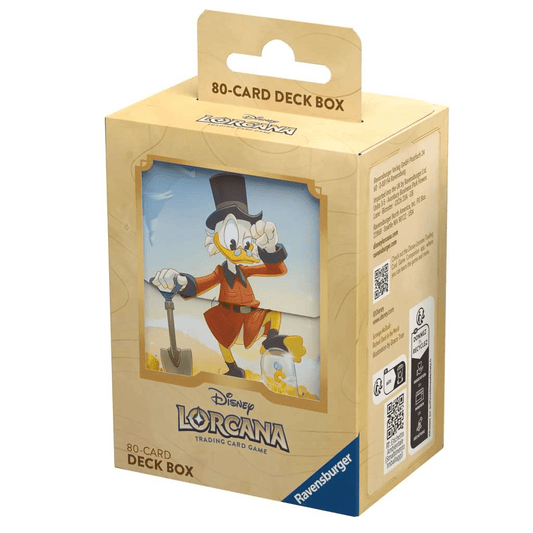 A box for a Disney Lorcana 80-card deck featuring Scrooge McDuck.