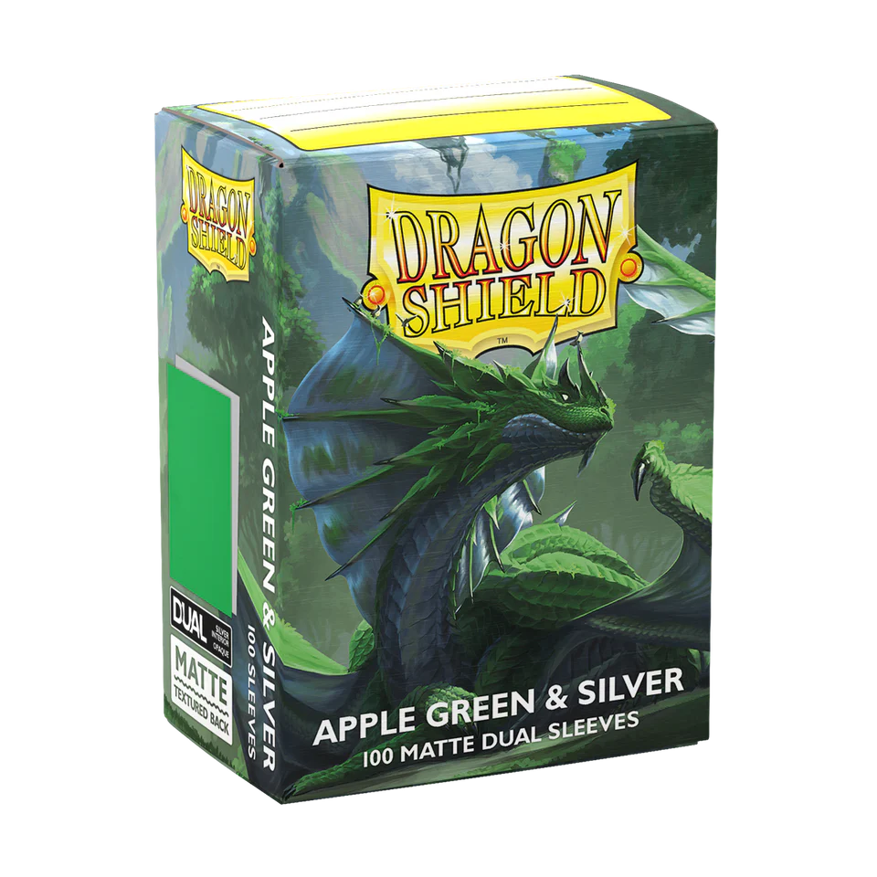Dragon Shield Sleeves - Dual Matte - Apple Green & Silver (100ct.) - Cadets Toys & Comics