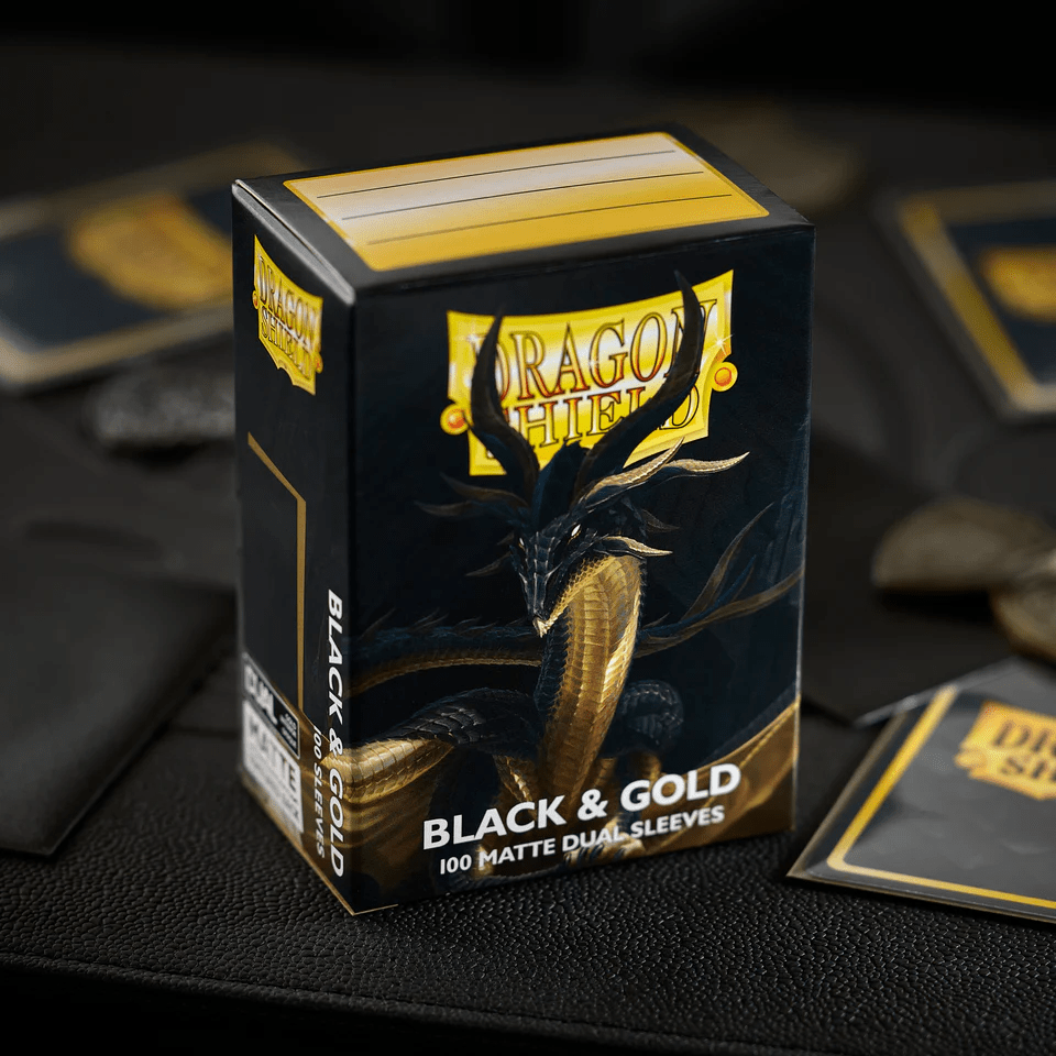 Dragon Shield Sleeves - Dual Matte - Black & Gold (100ct.) - Cadets Toys & Comics