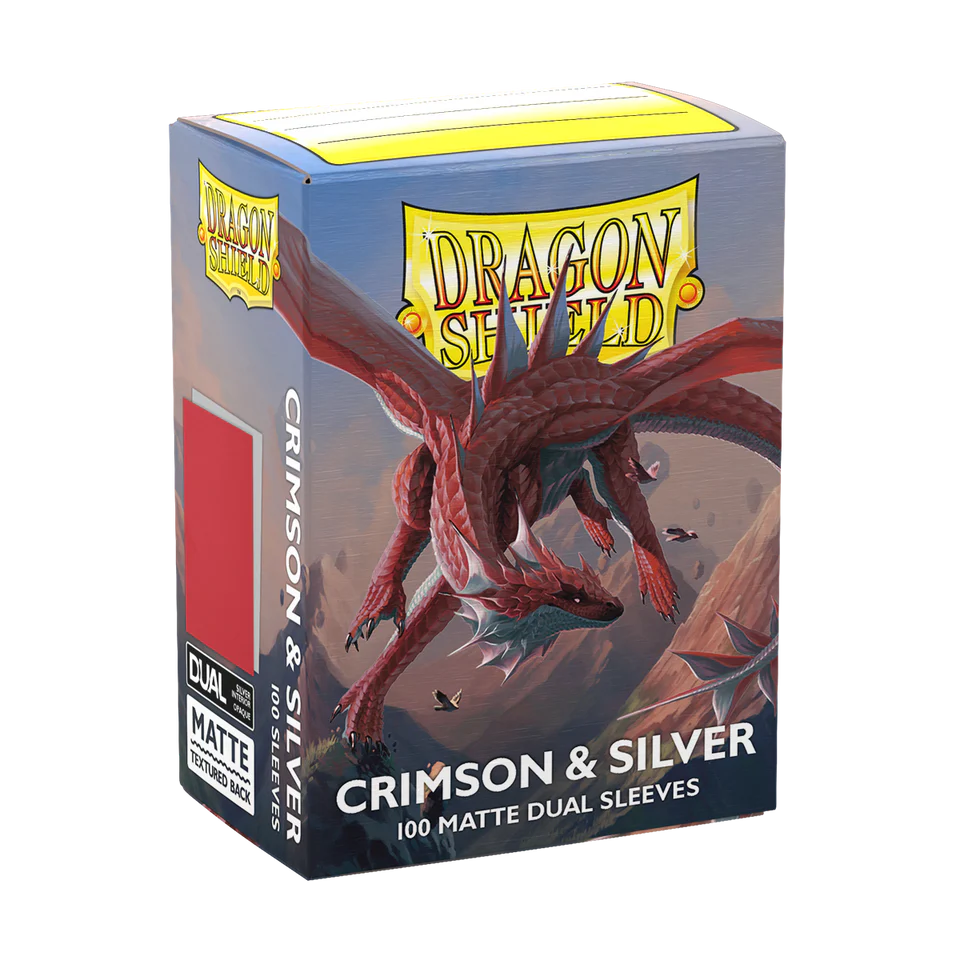 Dragon Shield Sleeves - Dual Matte - Crimson & Silver (100ct.) - Cadets Toys & Comics