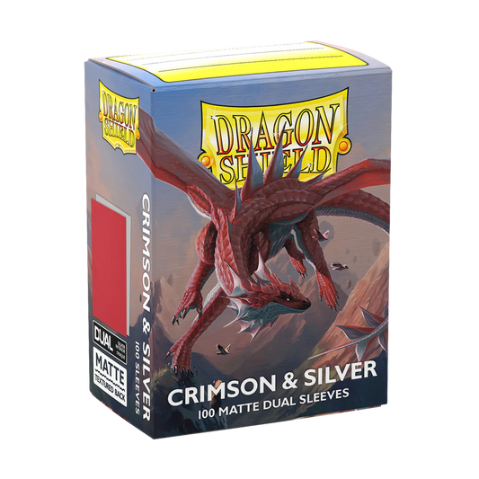 Dragon Shield Sleeves - Dual Matte - Crimson & Silver (100ct.) - Cadets Toys & Comics