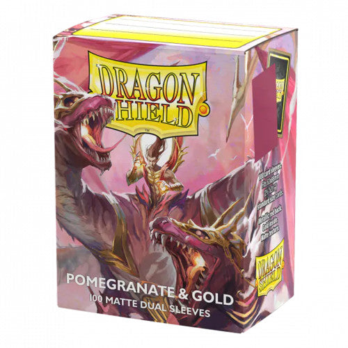 Dragon Shield Sleeves - Dual Matte - Pomegranate & Gold (100ct.)