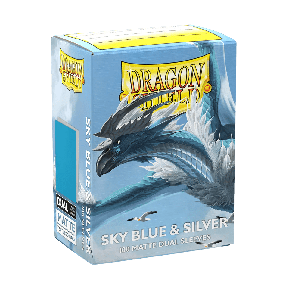 Dragon Shield Sleeves - Dual Matte - Sky Blue & Silver (100ct.) - Cadets Toys & Comics