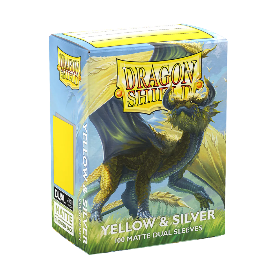 Dragon Shield Sleeves - Dual Matte - Yellow & Silver (100ct.) - Cadets Toys & Comics