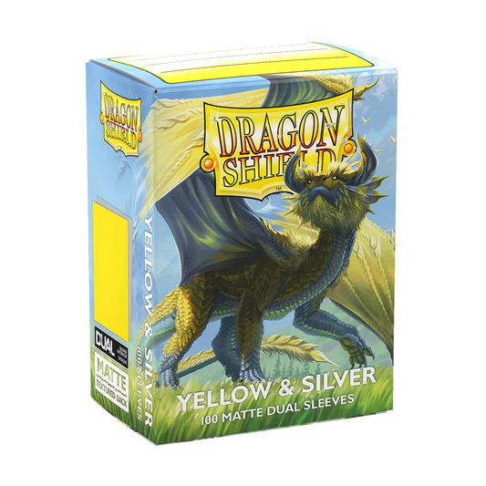 Dragon Shield Sleeves - Dual Matte - Yellow & Silver (100ct.) - Cadets Toys & Comics