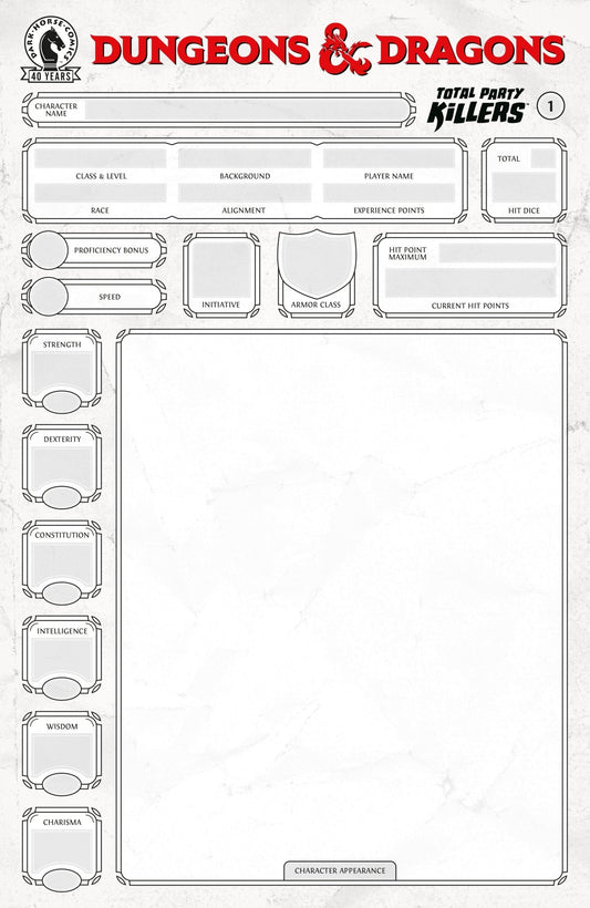 Dungeons & Dragons: Total Party Killers 1 (Cover E) (Blank Cover Character Sheet) - Cadets Toys & Comics