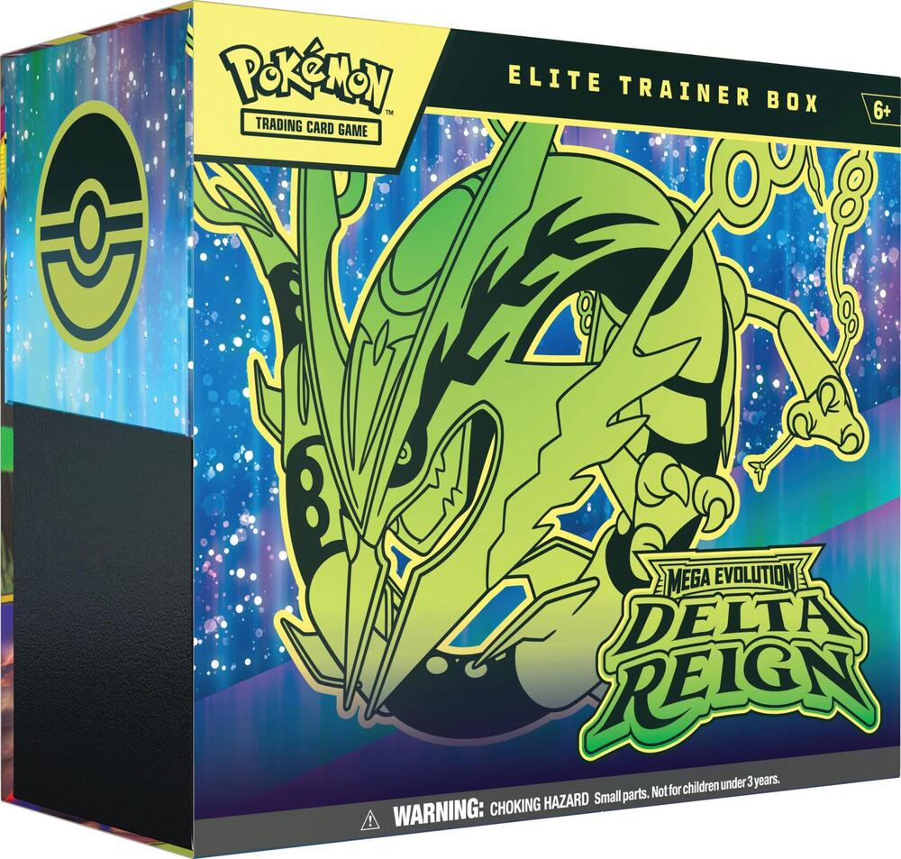 Pokemon Mega Evolution Delta Reign Elite Trainer Box featuring Mega Rayquaza